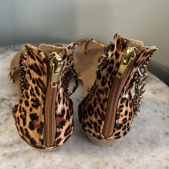 Ladies Shoes Fashion 1” heel Sandals Casual high top cheetah print size 8 - Picture 6 of 7